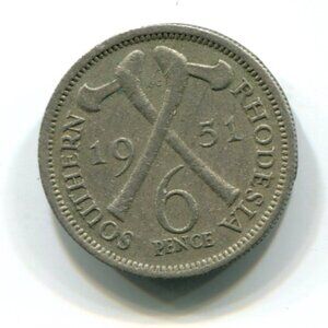 1951 Southern Rhodesia 6p Coin (b757-9)
